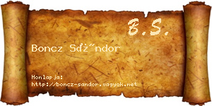 Boncz Sándor névjegykártya