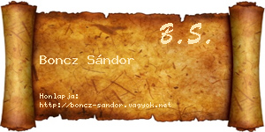 Boncz Sándor névjegykártya