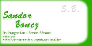 sandor boncz business card